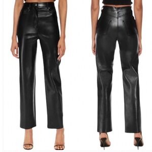 Aritzia Wilfred The Melina Pant Black Vegan Leather High Rise Straight Leg 6 NWT